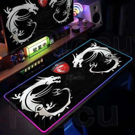 RGB MSI Pc Gaming Keyboard Expansion Mouse Pad LED Glowing Mat Anti-slip Rubber Backlight Esports Game Laptop Home Office Setup