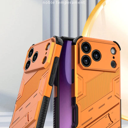 New Solid Armor Cyber Shockproof Phone Case For iPhone 17 Pro Max 17 AIR With Stand Holder Cover Protective Shell