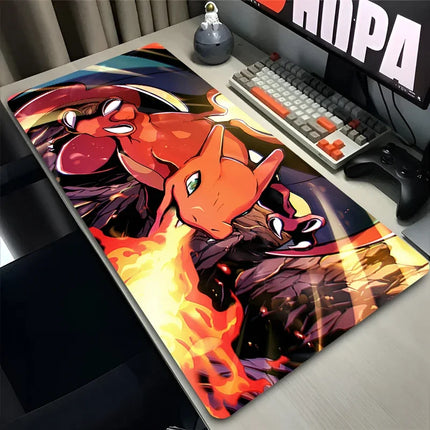 Mouse Pad Lockedge Large P-pokemon Charizard Gaming Accessories Computer Gamer Keyboard Pad Mouse Mat Desk XXL Mousepad for Gift