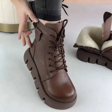 Snow Boots Womens Shoes 2025 New Boots Warm Wool Platform Shoes Thickened Cotton Shoes Cold Winter Round Toe Platform Boots