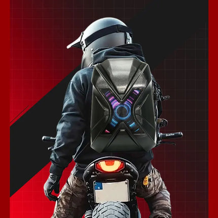 LED Backpack Large Capacity LOY DIY Programmable X Shape LED Screen Cycling Bag Motorcycle Bicycle Helmet Storage Bag Hard Shell