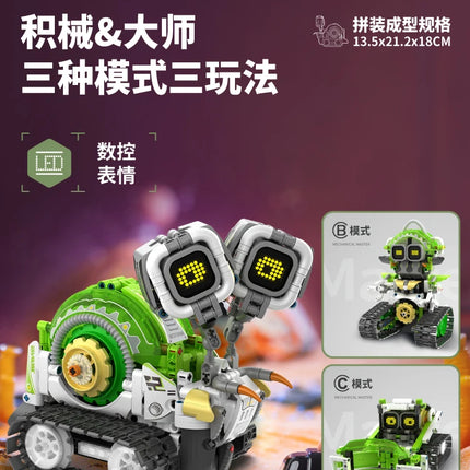 3 in 1 Technical RC Robot Dinosaur Building Blocks City Snail Racing Car Remote Control Bulldozer Truck Bricks Toys Kids Gifts