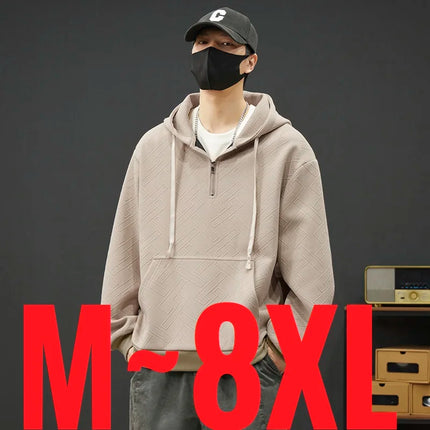 2025 New in Men's Hoodie Half Zip Long Sleeve Oversize Hooded Sweatshirt Male Spring Clothes Loose Fit Zip-up Golf Wear Big Size