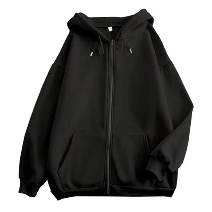 Autumn Trendy Men's Hoodie Solid Color Zip Up Loose Jacket Coats Casual Long Sleeve Hooded Sweatshirt Outdoor  Male Clorhes
