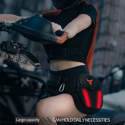 LED Red Light Motorcycle Leg Bag Thigh Belt Hip Bum Waterproof Ride Cycling Biker Waist Bag Fanny Pack Moto Travel Hiking Pocket