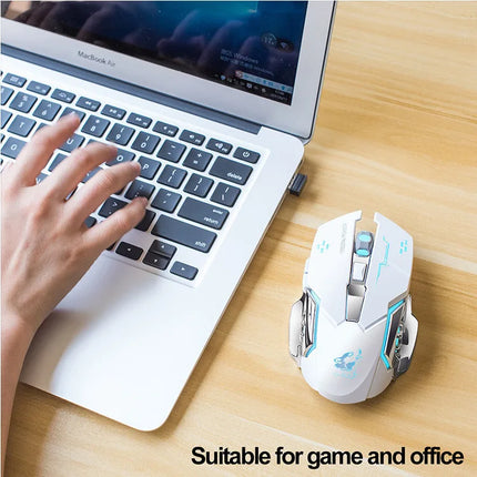 Free Wolf X8 Wireless Game Mouse Mute  Backlit Mechanical Mouse Ergonomic Charging Optical Mouse for PC Laptop Desktop