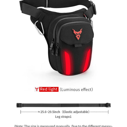 LED Red Light Motorcycle Leg Bag Thigh Belt Hip Bum Waterproof Ride Cycling Biker Waist Bag Fanny Pack Moto Travel Hiking Pocket