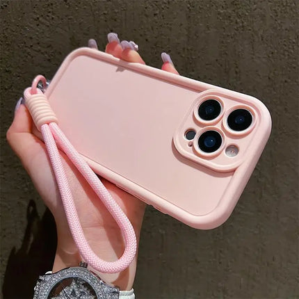 Luxury Colorful Lanyard Soft Silicone Phone Case For iPhone 17 16 15 14 13 12 11 Pro Max 16E X XR XS Max 7 8 16 Plus 17Air Cover