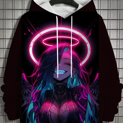 Vintage Men's Hoodie 3d Print nymphet Tops  Cartoon Girl Graphics Long Sleeve Hoodie Fashion Men's Top Oversized Streetwear Tees