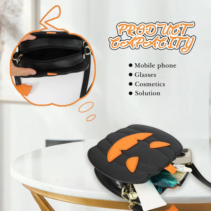 Halloween Pumpkin Shoulder Bag Women Novelty Purse PU Leather Female Daily handbag Halloween Creative Candy Bags for Kids