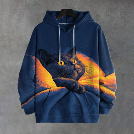 Men's Sweatshirt Casual Long Sleeve Hooded Pullover Animal Print Top Autumn Fashion Oversized Vintage Men's Hoodie Streetwear
