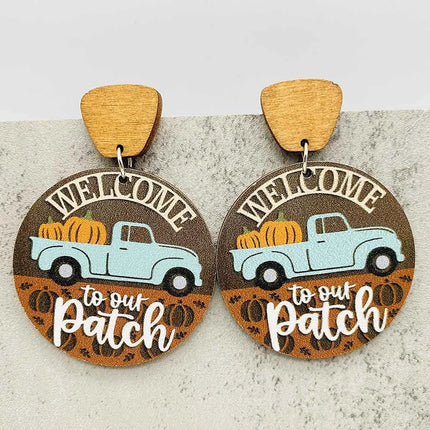 2024 New Autumn Thanksgiving Earrings Turkey Pumpkin Maple Leaf Wooden Earrings Women's Thanksgiving Festival Jewelry