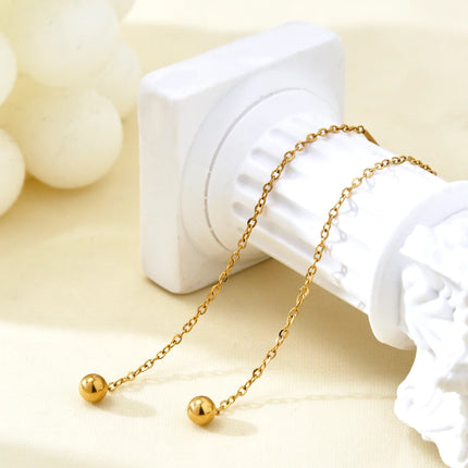Simple Earrings Delicate Small Personality Temperament Stainless Steel Small Gold Ball Pendant A Two Wear Ear Wire Female