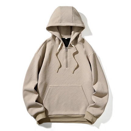 2025 New in Men's Hoodie Half Zip Long Sleeve Oversize Hooded Sweatshirt Male Spring Clothes Loose Fit Zip-up Golf Wear Big Size