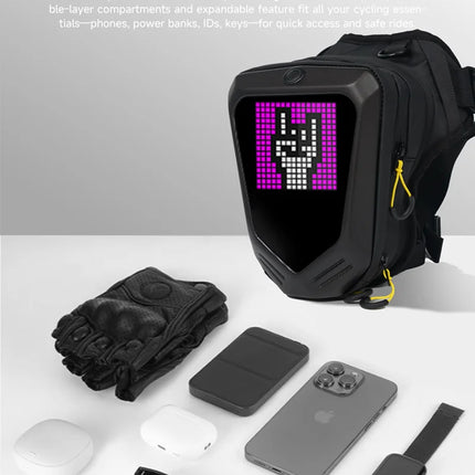 LED Eye Motorcycle Riding Unisex Leg Bag APP Intelligent Graphic Shoulder Bag DIY Hard Shell Waterproof Travel Hiking Pocket