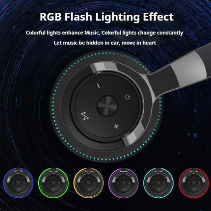 Super Bass Gaming Headsets RGB Lights Effect Wireless Bluetooth Headphones HIFI Sound Noise Reduction Gamer Earphones in HD Mic