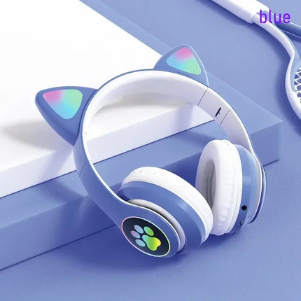 ST-28 Wireless Headphones Cat Ears Bluetooth Earphones Stereo Music Earbuds Bluetooth 5.0 Sports Gaming Headset with Mic