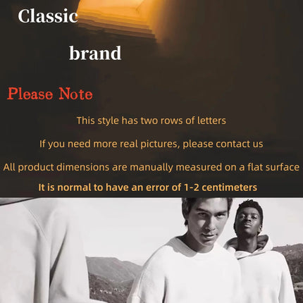 Season 7 Double Line Front and Back Double Row Flocking Letter Hoodies Classic High Street Men's Hoodie Loose Casual Couple Coat