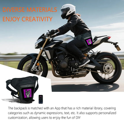 LED Eye Motorcycle Riding Unisex Leg Bag APP Intelligent Graphic Shoulder Bag DIY Hard Shell Waterproof Travel Hiking Pocket