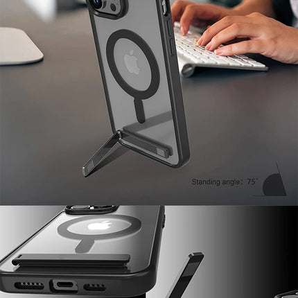 Magnetic Phone Cases with Stand for iPhone 17 Mobile Case Clear Black Cover with Kickstand