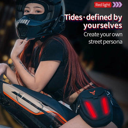 LED Red Light Motorcycle Leg Bag Thigh Belt Hip Bum Waterproof Ride Cycling Biker Waist Bag Fanny Pack Moto Travel Hiking Pocket