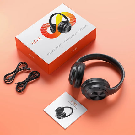 Wireless headphones QERE E80 Earphone bluetooth 5.3 ANC Noise Cancellation Hi-Res Audio Over the Ear Headset 70H 40mm Driver2.4G