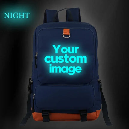 Customize Your Logo Name Image Backpack School Bags for Teenagers Girls Boys Harajuku Custom Diy Luminous Backpacks Rucksack