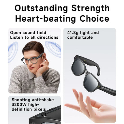 New AI Smart Glasses 800W Camera WIFI+Bluetooth Real-time Transmission Sunglasses Touch Control Video Record Glasses For XIAOMI