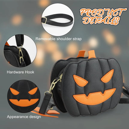 Halloween Pumpkin Shoulder Bag Women Novelty Purse PU Leather Female Daily handbag Halloween Creative Candy Bags for Kids
