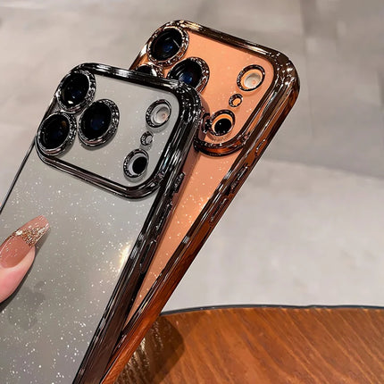 Plating Glittering Sparkle Transparent Phone Case For iPhone 17 Lens Camera Protection Slim Cover