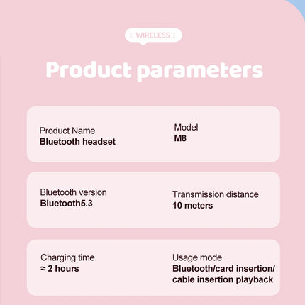RGB Cat Ear Bluetooth Headphones For Girls Gradient Wireless Headphones With Microphone Stereo Music Game Earphones Kids Gifts