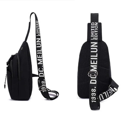 Luminous Chest Bag Multifunction Fashion Men Crossbody Bags USB Charging Chest Pack Short Trip Men 's Shoulder Bag Single
