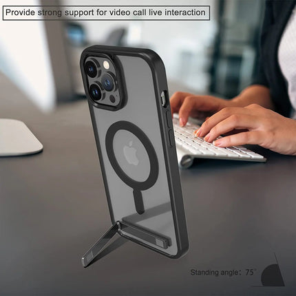 Magnetic Phone Cases with Stand for iPhone 17 Mobile Case Clear Black Cover with Kickstand
