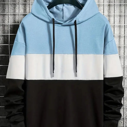 Men's Hoodie Color Block Print Sweatshirts For Men Harajuku Hooded Shirt Pullover Casual Clothes Streetwear Top Men's Clothing