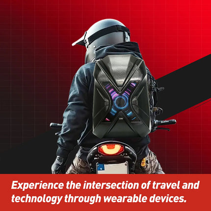 LED Backpack Large Capacity LOY DIY Programmable X Shape LED Screen Cycling Bag Motorcycle Bicycle Helmet Storage Bag Hard Shell