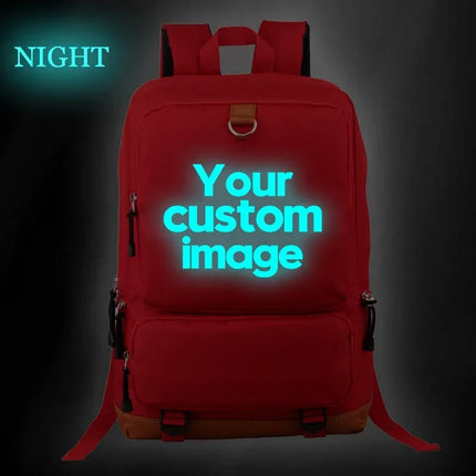 Customize Your Logo Name Image Backpack School Bags for Teenagers Girls Boys Harajuku Custom Diy Luminous Backpacks Rucksack