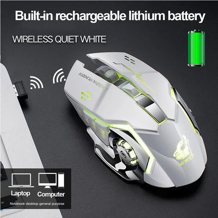 Free Wolf X8 Wireless Game Mouse Mute  Backlit Mechanical Mouse Ergonomic Charging Optical Mouse for PC Laptop Desktop