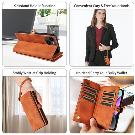 Multi-pocket Leather Wallet Case For iPhone 17 16 15 14 13 12 11 Pro MAX Wallet Card Holder For iPhone 15 Plus Book Case