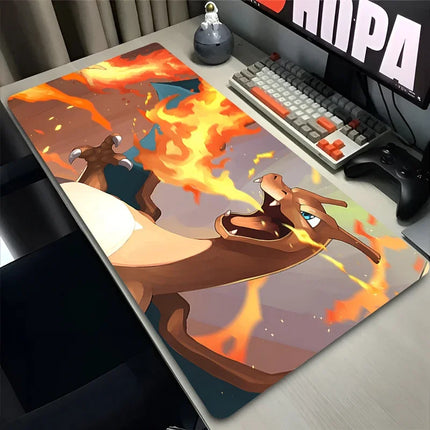 Mouse Pad Lockedge Large P-pokemon Charizard Gaming Accessories Computer Gamer Keyboard Pad Mouse Mat Desk XXL Mousepad for Gift
