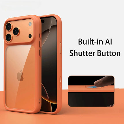 Luxury Orange Shield Matte Transparent Phone Case For iPhone 17 Pro Max 17 Pro 17Air Metal Buttons Skin Feel Shockproof Cover