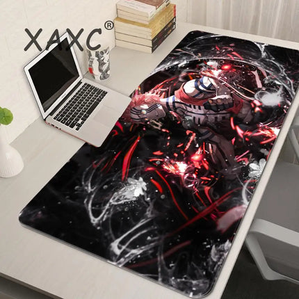 Japan Anime Desk Mat XL PC Akaza Gamer Cabinet Keyboard Rug Laptop Ghost D-demon Slayer Mouse Pad Black And White Manga Mousepad