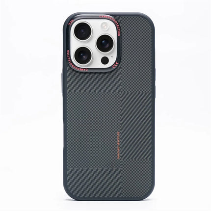 Matte Carbon Fiber Texture MagSafe Phone Case For iPhone 17 Wireless Charging Alloy Lens Protective Cover