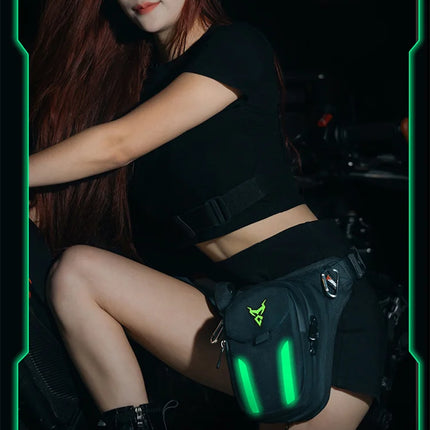 LED Red Light Motorcycle Leg Bag Thigh Belt Hip Bum Waterproof Ride Cycling Biker Waist Bag Fanny Pack Moto Travel Hiking Pocket
