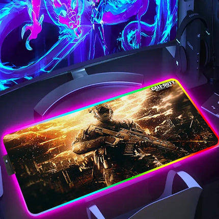 RGB Desk Mat LED Game Rubber Mousepad Calls Of Duty Mouse Pad Large Gaming Mouse Mat With Backlit Gamer Non-Slip Computer Carpet