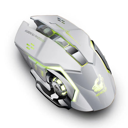 Free Wolf X8 Wireless Game Mouse Mute  Backlit Mechanical Mouse Ergonomic Charging Optical Mouse for PC Laptop Desktop