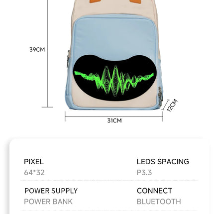LED Display backpack woman multimedia backpack Travel Bags DIY Smart backpack School Bags fashion backpacks Waterproof Gift