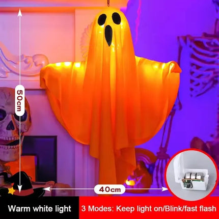 LED Glow Ghost Party Halloween Decoration for Home Indoor Outdoor Haunted House Bar Hanging Horror Props with Lights