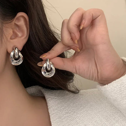Round Stud Earrings for Women Trendy Fine Jewelry Minimalist Exaggerated  Accessories