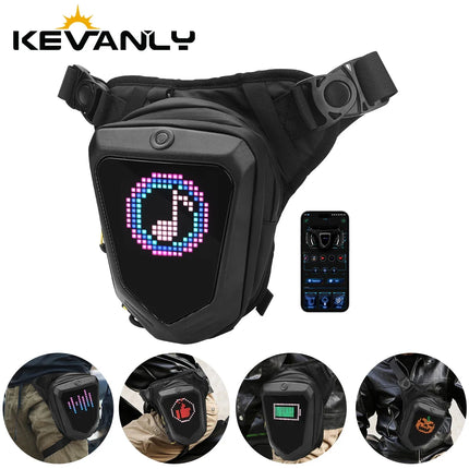 Smart LED Screen Riding Leg Bag Motorcycle Locomotive Multifunctional Waterproof Gaiters Crossbody Storage Travel Hiking Bag