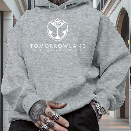 Men'S Hoodie with "TOMORROWLAND" Graphic - Casual Pullover Sweatshirt Long Sleeve Regular Fit Fall/Winter Casual Wear Hoodie